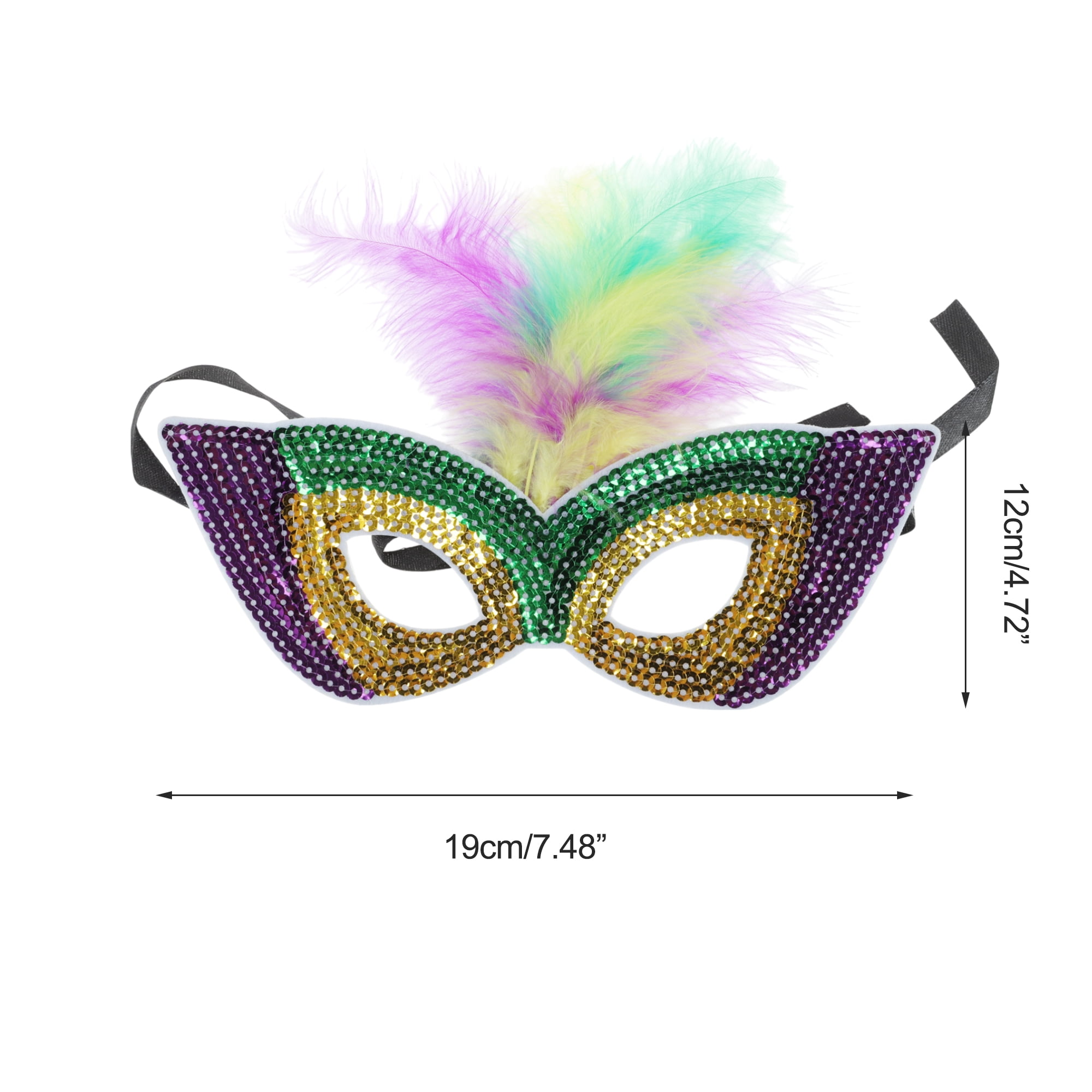 Unique Bargains Colorful Feather Sequins Half Face Party Mask Gold