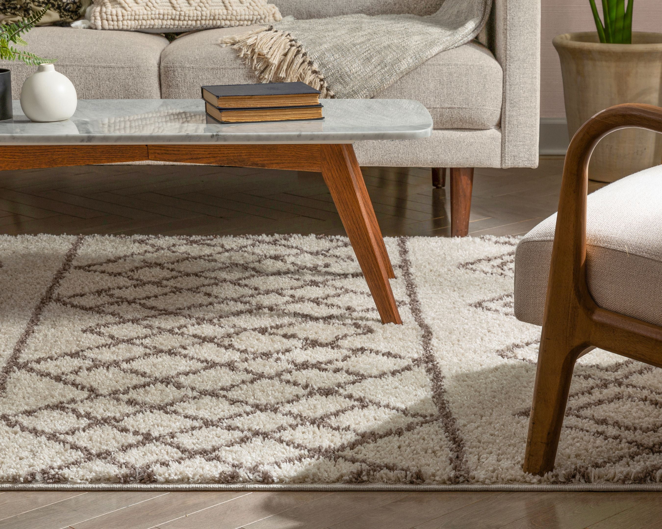 Well Woven Cabana Radley Moroccan Tribal Natural 5'3" x 7'3" Shag Area Rug