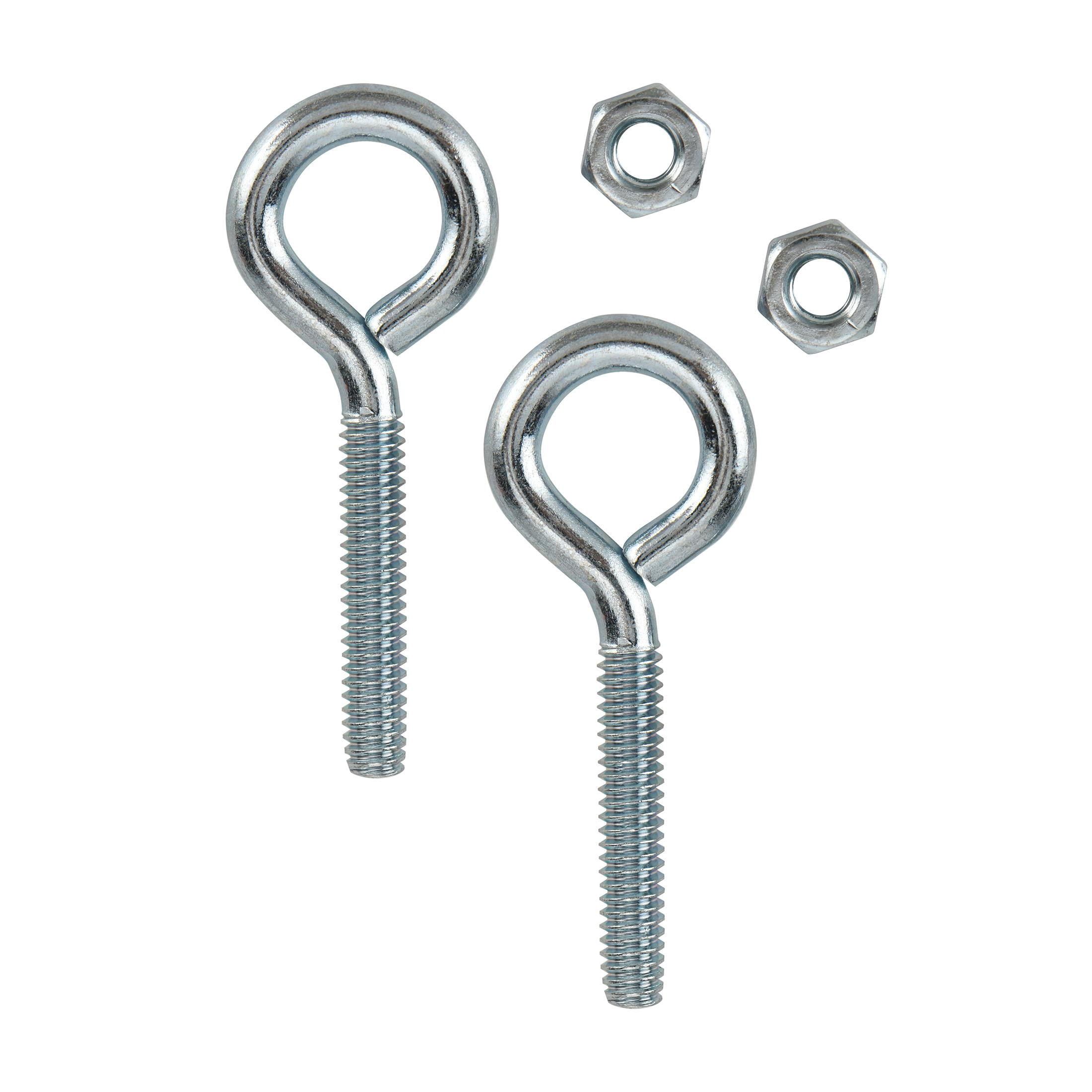 Hyper Tough 5/16 Inch x 4 Inch New Eye Bolt, Zinc Plated, 2 Piece, 0.25lb