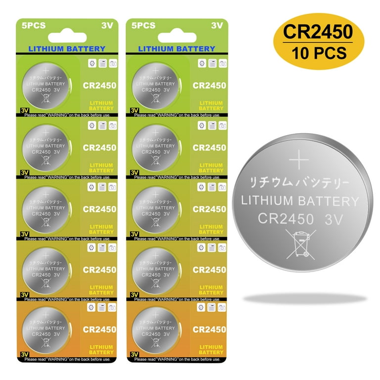 LiCB CR2450 Pilas de botón de litio, 10 unidades, 3 V