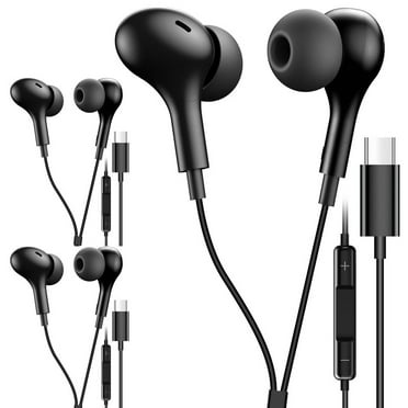3 Pack Afflux Type C Wired Headphones USB-C Earbuds Earphones Compatible with iPhone 16 Pro Max / 16 Pro / 16 Plus / for Samsung Galaxy S24/S23/S22/S21 Ultra, Google Pixel 8/7/6/6a, Black