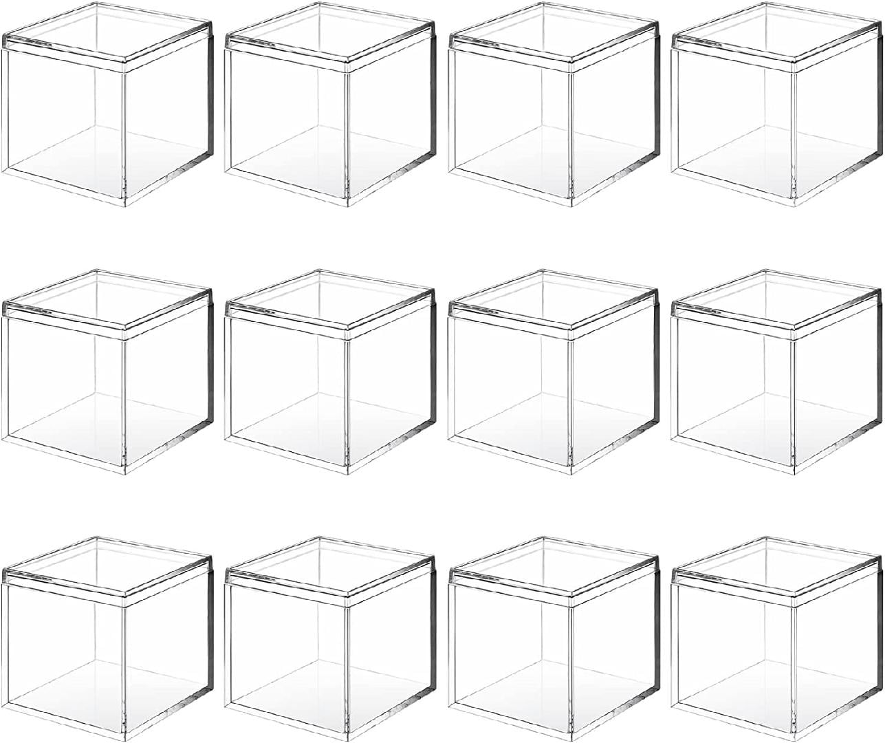 12 Pieces Clear Acrylic Plastic Square Cube Small Acrylic Box Acrylic