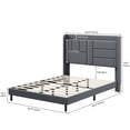 thumbnail image 2 of Dextrus Queen Size Bed Frame with Charging Station & Tall Headboard, Upholstered Platform in Gray Linen Fabric, No Box Spring Needed, Sturdy Wood Slats Support, USB & Type-C Ports, Easy Assembly, 2 of 5