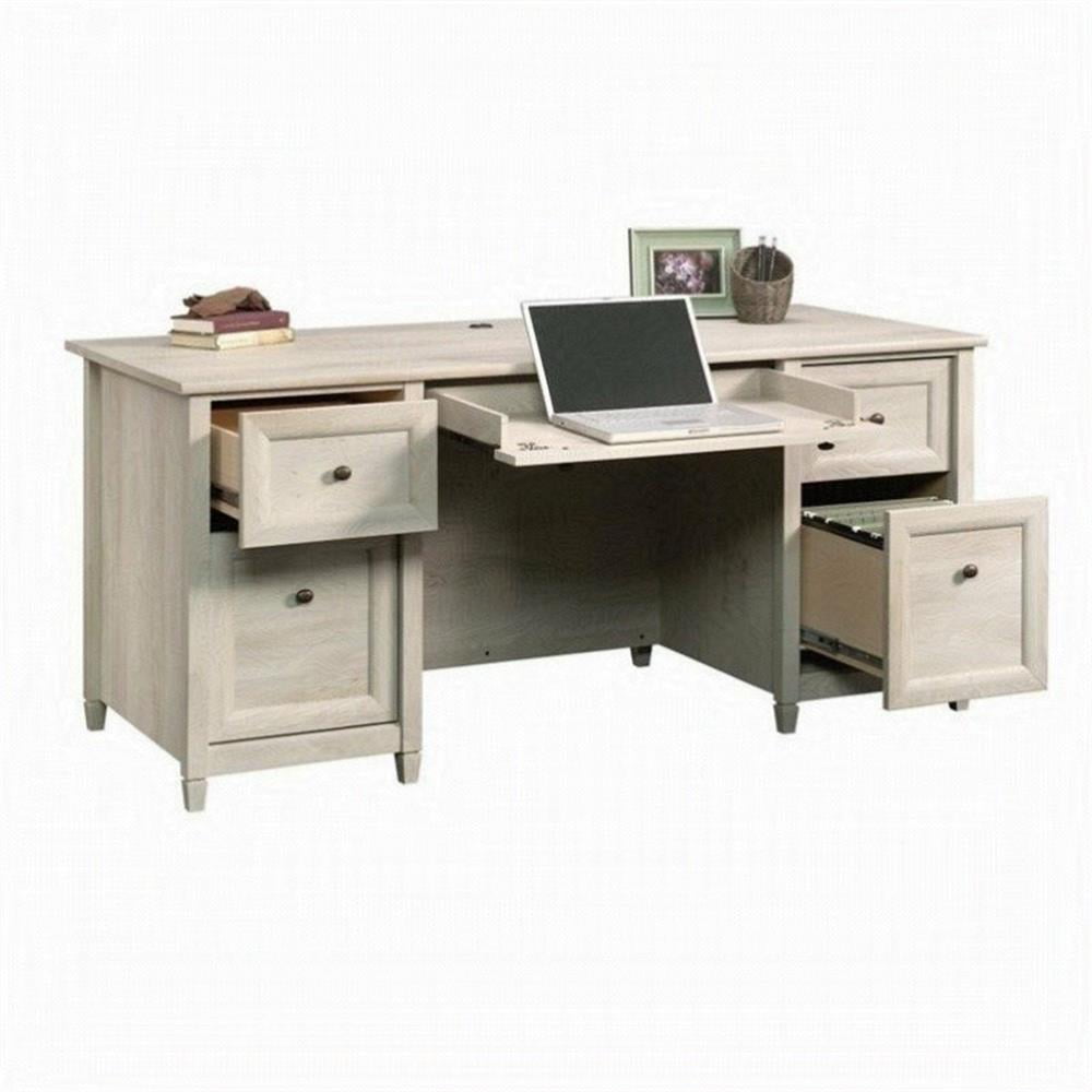 Scranton & Co Engineered Wood 4-Drawers Executive Desk in Chalked Chestnut