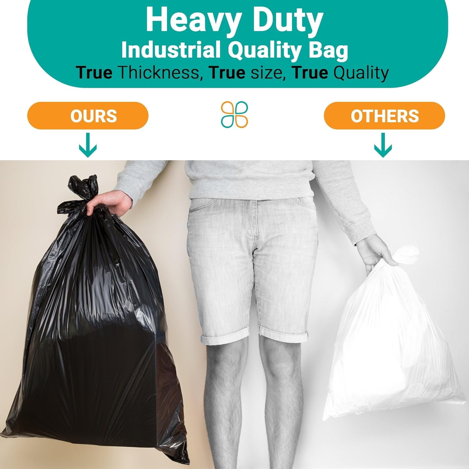 PlasticMill 42 Gallon, Black, 6 MIL, 33x48, 25 Bags/Case, Garbage Bags / Trash Can Liners.
