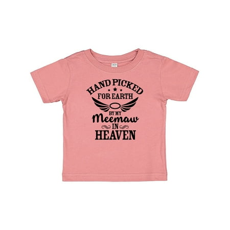 

Inktastic Handpicked for Earth By My Meemaw in Heaven with Angel Wings Gift Baby Boy or Baby Girl T-Shirt