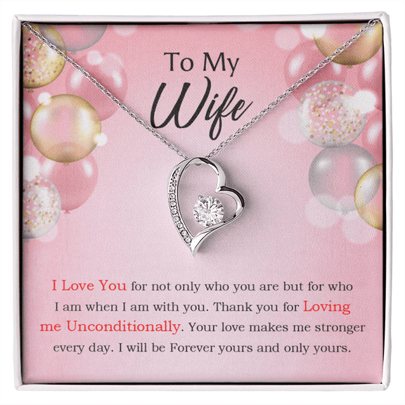 To My Wife Loving Me Unconditionally Message Birthday Forever Necklace w Message Card