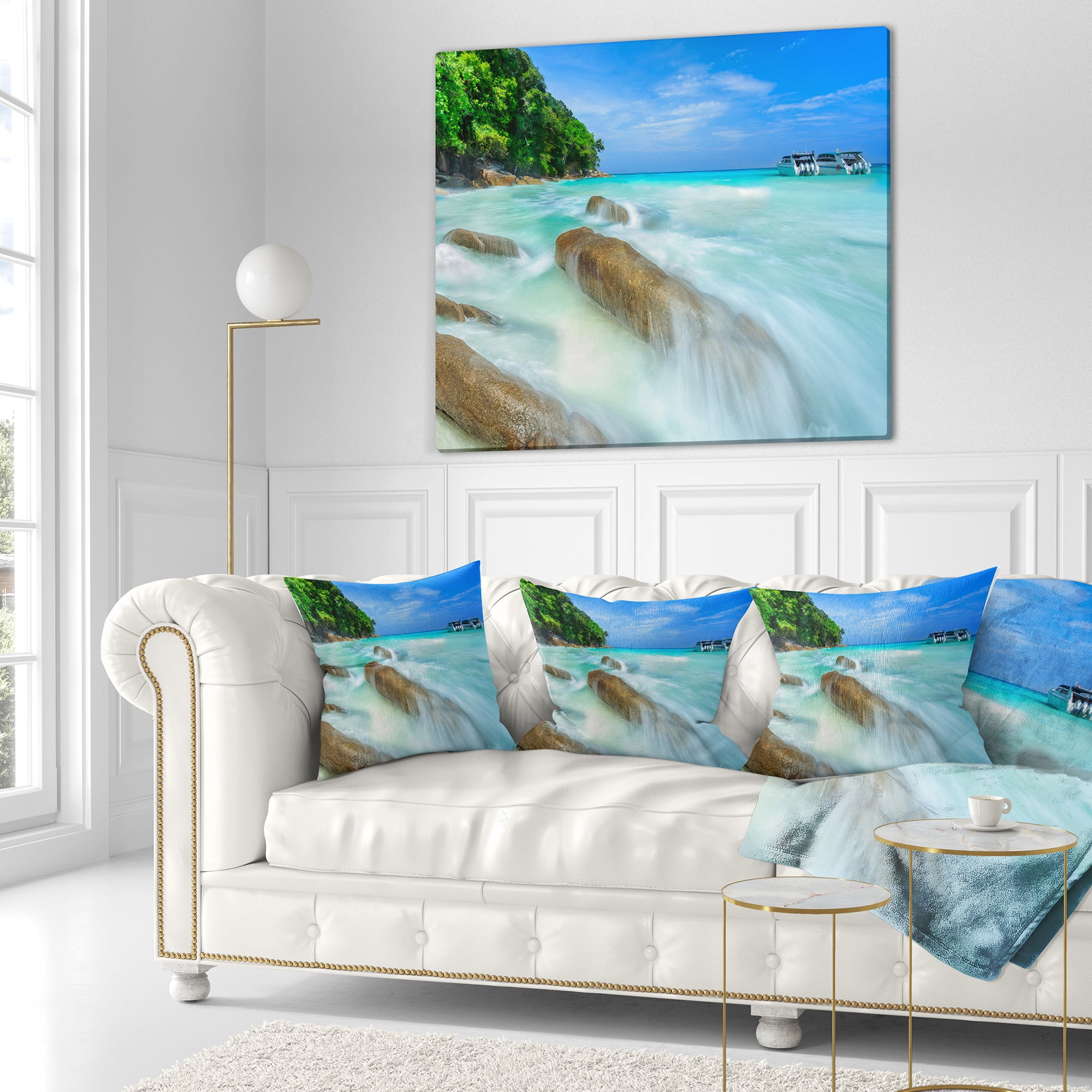 Designart Tachai Island in Thailand Landscape - Photography Throw Pillow - 16x16