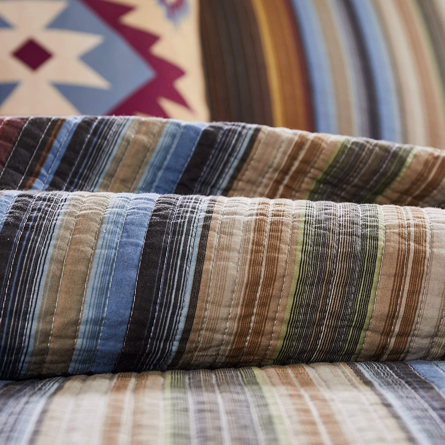 Global Trends Dylan 100% Cotton Reversible Quilt Set, Earth, 3-Piece King/Cal King