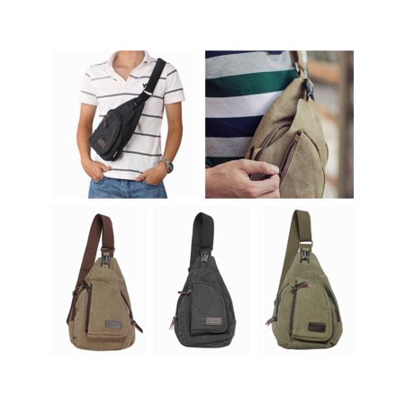 Men Women Canvas Military Travel Small Unbalance Backpack Sling Bag Chest For Shoulder