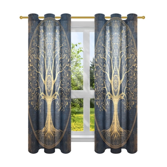 BZSMCE Window Curtain Panels Fashion Tree Of Life in Harmony Printed 63x42in/63x52in
