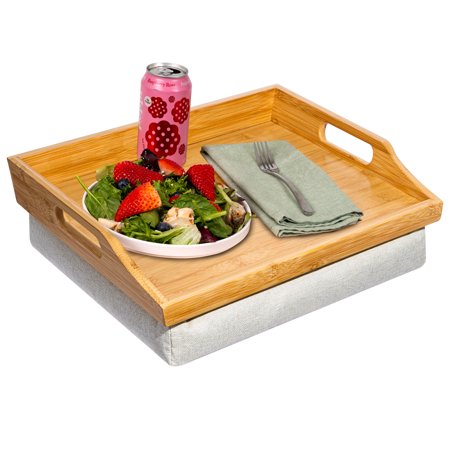 Rossie Home Lap Tray with Detachable Pillow Natural Bamboo