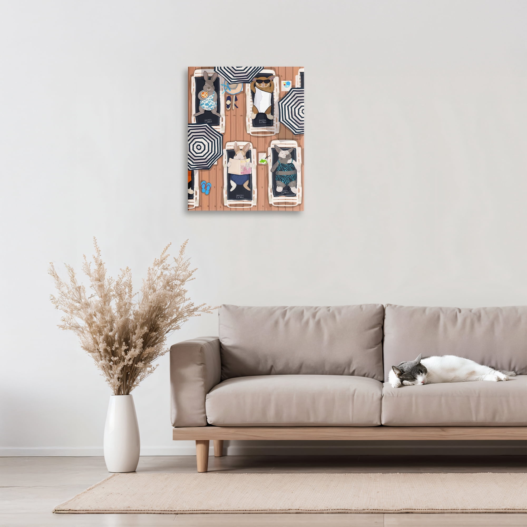 Stupell Industries Rabbits at Hotel La Mer Canvas Wall Art, design by Hanna Melin