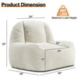 thumbnail image 3 of HOMGUAVA Bean Bag Chair with Soft Sherpa for Adults, Lazy Sofa for Bedroom & Living Room, Creamy White, 3 of 8