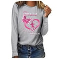 thumbnail image 2 of Fesfesfes Women Breast Cancer Prevention Tops Casual Long Sleeve O-neck Sweatshirt Tops Letter Printed Pullover Blouse or, 2 of 4