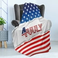 thumbnail image 4 of 4th of July Soft Flannel Fleece Blanket, American Flag Old Glory Design with Stars and Stripes Pattern Patriotic Image, Cozy Plush for Indoor and Outdoor Use, 60" x 80", Multicolor, by Ambesonne, 4 of 5