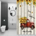 thumbnail image 4 of Farmhouses Sunflowers Shower Curtain for Bathroom Decor, Retro Floral Leaves Red Truck Retro Waterproof Fabric Shower Curtain, 54"x78" Set with 12 Hooks, 4 of 9