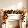 thumbnail image 5 of Fllostpr Halloween Garland 69 Inch, Pumpkin Garland with Maple Leaves, Flexible Halloween Decorations Indoor for Mantel Stair Railing Door Frame, 5 of 6