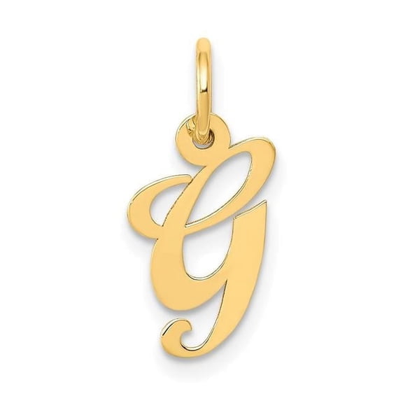 Finest Gold 14K Small Fancy Script Letter G Initial Charm