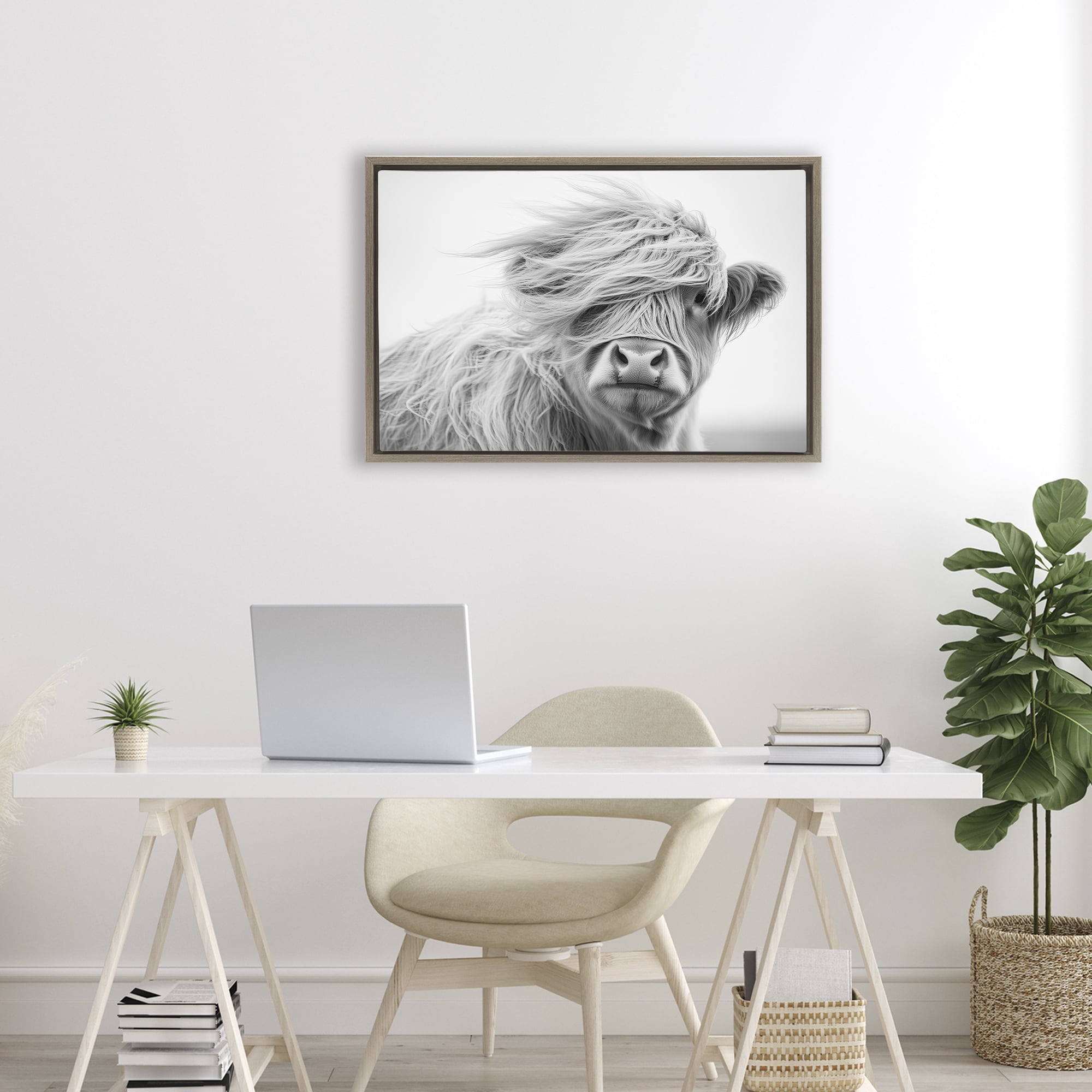 Stupell Industries Easy Breezy Highland Brown Framed Floater Canvas Wall Art, design by Tina LeCour