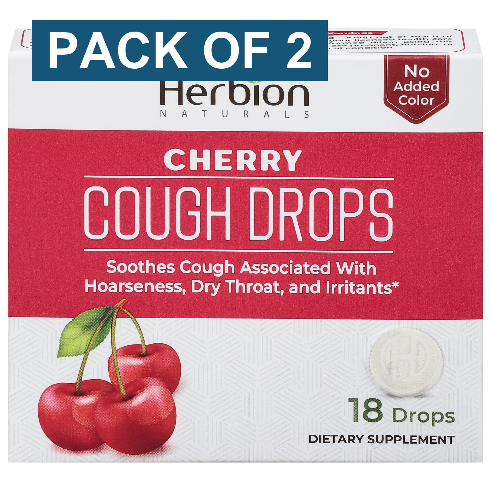 Herbion Naturals - Cough Drops Cherry - 18 CT - Pack of 2