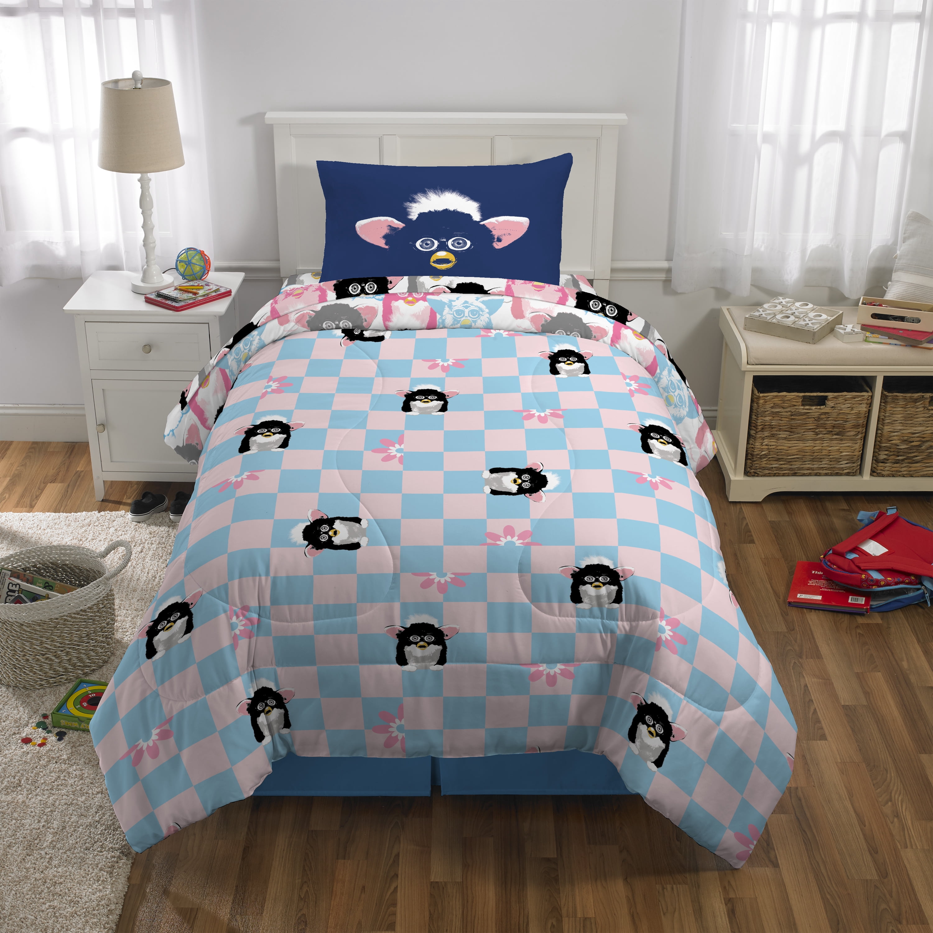Furby Kids Twin Bed in a Bag, 4Pc Bedding Set, Comforter and Sheets