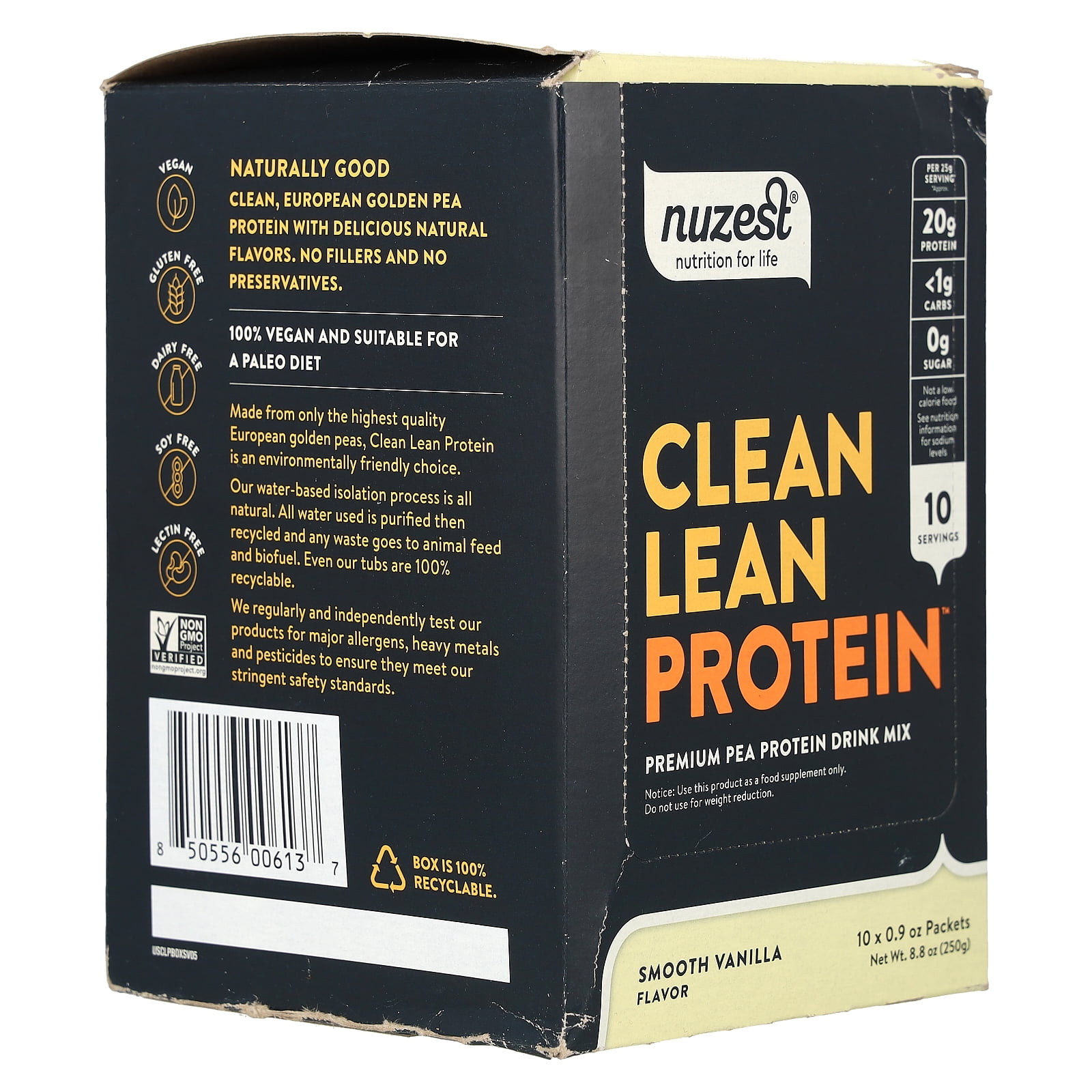 Nuzest Clean Lean Protein, Smooth Vanilla, 10 Packets, 0.9 oz (25 g) Each