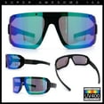 thumbnail image 2 of Locs Color Mirror Oversized Wrap Around Gangster Plastic Biker Sunglasses [Teal Mirror], 2 of 7