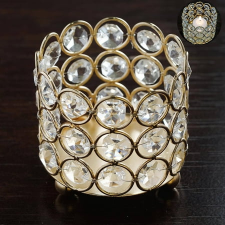 Crystal Tealight Holder - Efavormart Gold Elegant Metal Votive Tealight Crystal Candle Holder Wedding Dining Room Coffee Table Decorative Centerpiece
