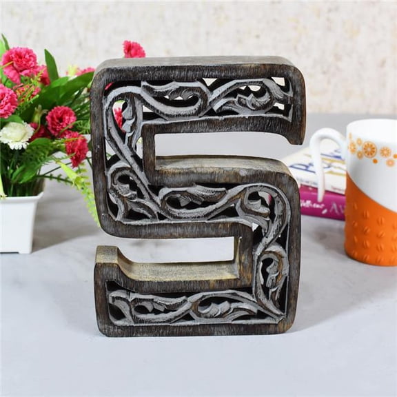 BBH Homes UBBBMH6284SCSHS S Alphabet Handmade Letter Block Eco-Friendly Wall Decor, Grey Antique