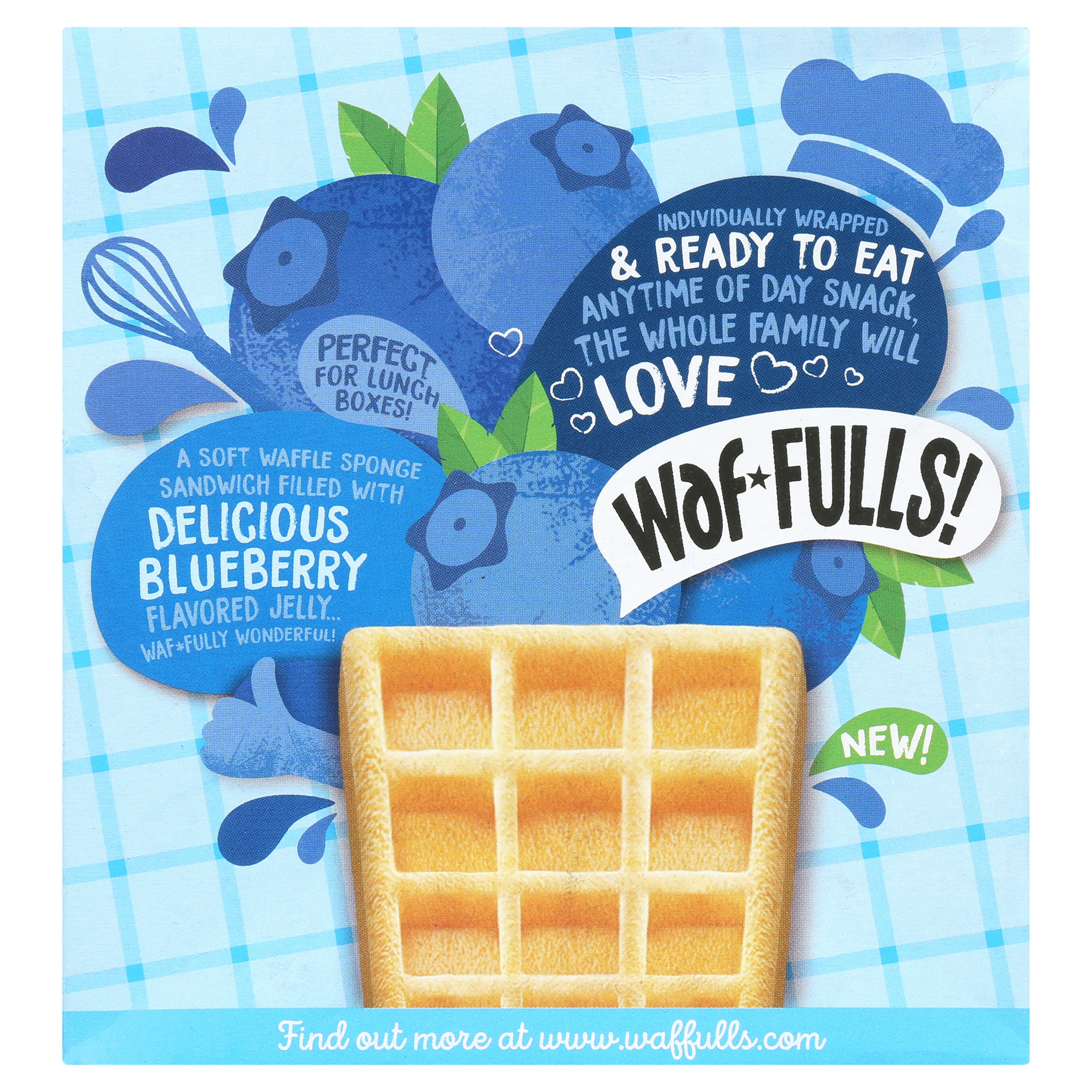 Waf*FULLS Soft Waffle Sponge Sandwich with Blueberry Filling, 8.8 oz, 5 Count
