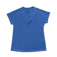 thumbnail image 4 of Camiseta de manga corta con cuello en V y color liso para mujer, ligera y transpirable, para llevar a diario, tallas S-XXL, 4 of 4