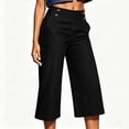 thumbnail image 6 of Oksale Denim Wide Leg Capris for Women Stretch High Waisted Jean Capri Pants with Pockets Loose Cozy Summer Vacation Outfits 2026 Black L, 6 of 9