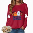 thumbnail image 4 of Towmus Halloween Sweatshirts Women Embroidered Sequin Ghost Graphic Pullover Shirt Halloween Crewneck Tops, 4 of 9