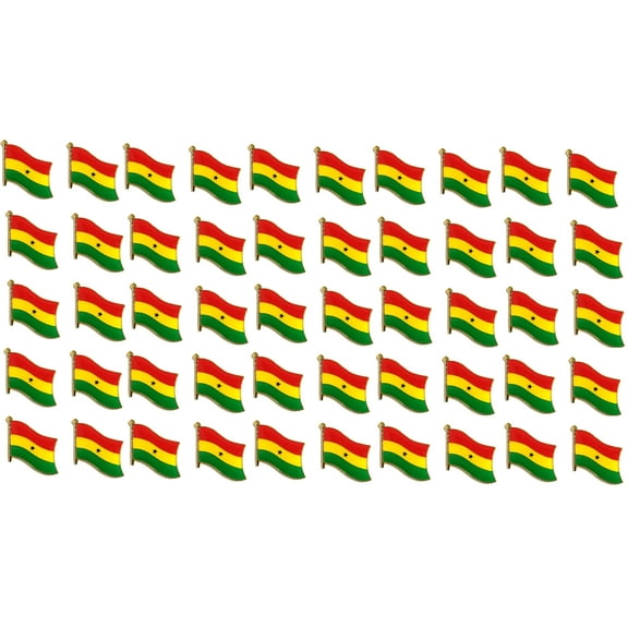 Pack of 50 Ghana Flag Lapel Pins, Ghana Pin Badge