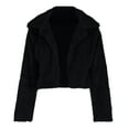 thumbnail image 5 of Puntoco Plus Size Coat Clearance Women Coat Fluffys Fleece Turn-down Collar Top Short Loose Coat Black 10(XL), 5 of 7