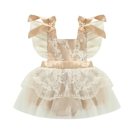 

Newborn Baby Girl Outfits Butterfly Ruffle Lace Romper Jumpsuit Bodysuit Half 1st Birthday Photoshoot Dress 6M 12M 18M 24M