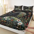thumbnail image 3 of Manfei Hippie Black Crow Twin Sheet Sets for Kids, Rustic Groovy Floral Twin Fitted Sheet, Tribal Bohemian Style Flat Sheet, Super Cozy Room Decor, 3-Piece, 3 of 7