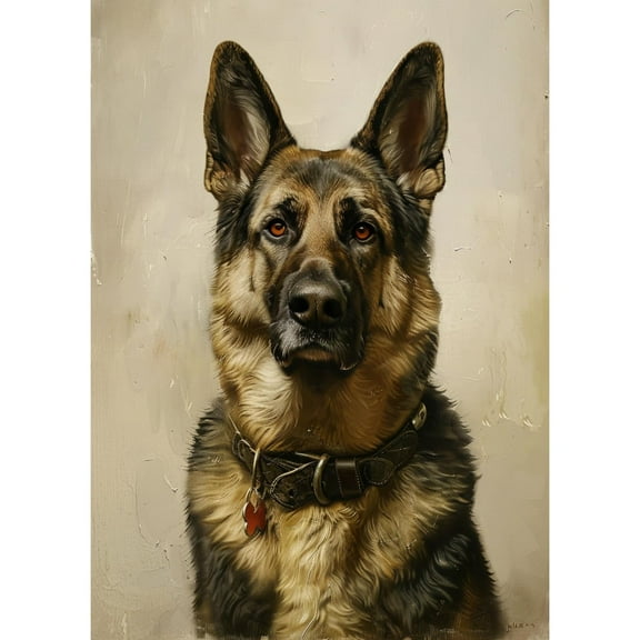 5D Diamond Art Portrait of German Shepherd Dog DIY Paint with Full Drill Round Diamond Gems Painting by Number Kits for Adults Art Craft Home Wall Decor 11.8x15.8in