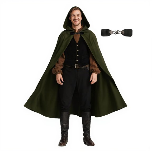 Disfraz medieval renacentista JPXH con capucha, unisex