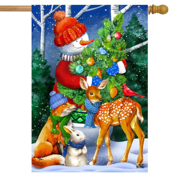 Briarwood Lane Woodland Snowman Christmas House Flag