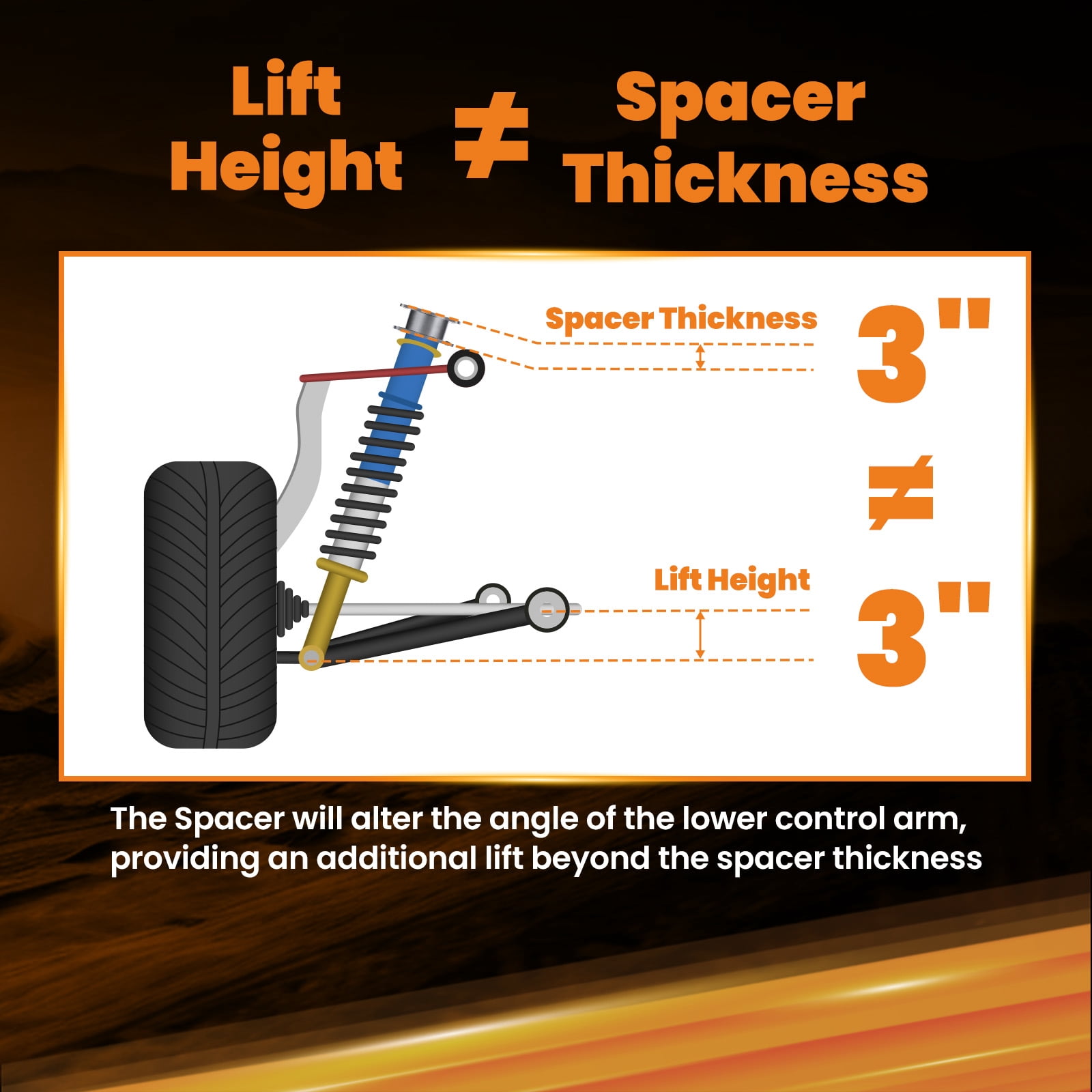 MaXpeedingrods 3" Front & 2" Rear Leveling Lift Kit for 2000-2006 Chevy Avalanche Tahoe Suburban Yukon Escalade 6-Lug Truck, with Front Rear Shock Extenders, Gray