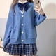 thumbnail image 3 of Mikasa cosplay pink cardigan sweater, Japanese cardigan V-neck knit sweater jacket is perfect for JK uniform matching, 3 of 5