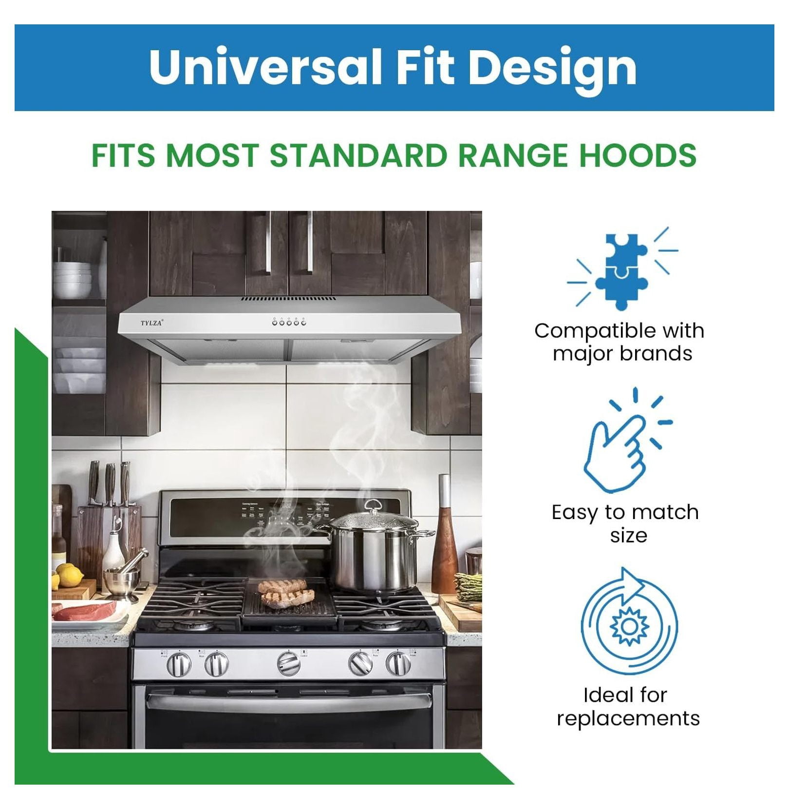 Range Hood Filter 9.5 x 30 Inch - Aluminum Grease Filter Replacement - Compatible with 19-19-266, 00368815 - 1 Pack