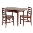 thumbnail image 3 of Winsome Wood Pulman 3-Pc Dining Set, Extendable Table & 2 Ladder-back Chairs, Walnut Finish, 3 of 10