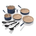 thumbnail image 1 of Ninja Ceramic Cookware Set Extended Life 11-Piece Kitchen Cookware Sets With Comfort Grip Nonstick Fry Pans Pots Ptfe Free Oven & Dishwasher Safe Stovetop Compatible Navy Blue Cw49011, 1 of 1