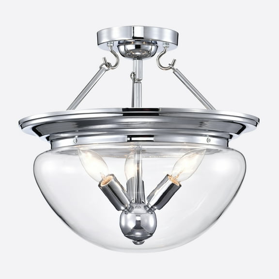 Latona 15 in. 3-Light Indoor Polished Chrome Finish Semi-Flush Mount Ceiling Light with Light Kit