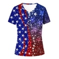 thumbnail image 4 of Fiudx Ofertas de La Semana Camiseta de Manga Corta con Cuello En V Estampada para El Día de La Independencia Informal a La Moda para Mujer, 4 of 4