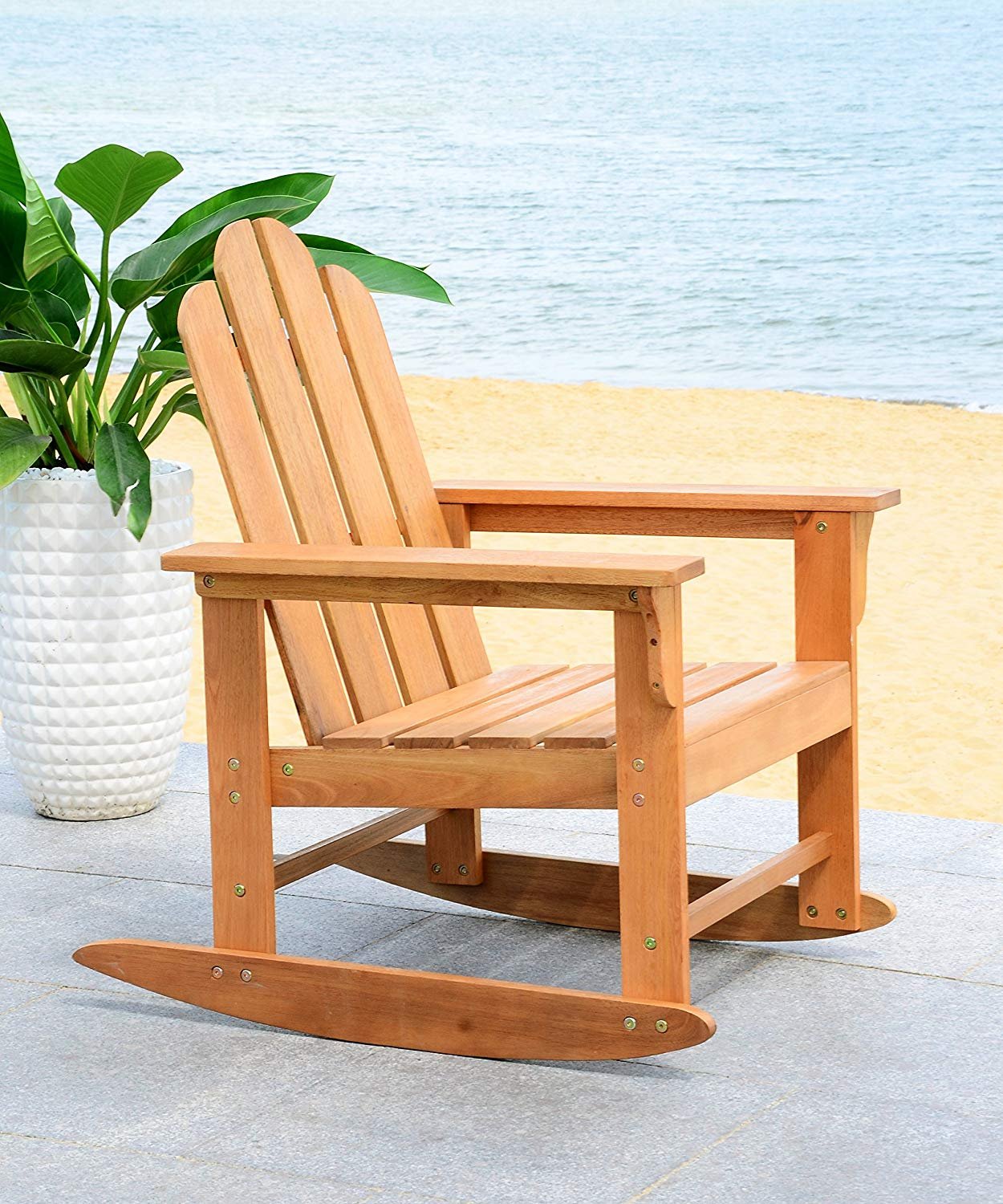 safavieh teak set on Safavieh Outdoor Collection Moreno Teak Brown Rocking Chair Walmart Com Walmart Com
