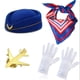 thumbnail image 1 of Accesorios para disfraces de azafata de Halloween para mujer, trajes de azafata, botones, sombrero, gafas de sol, bufanda, guantes, 1 of 1